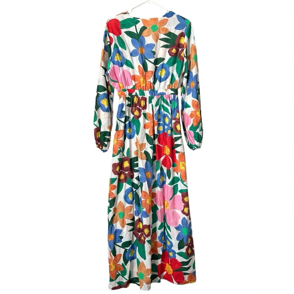MARA HOFFMAN Luna Plunging Floral Sakura Bloom Maxi Dress Sz L - Picture 3 of 7